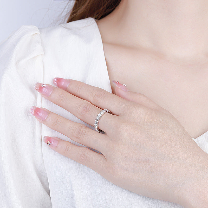 S925 Sterling Silver Moissanite Full Diamond Simple Stackable Ring by edenista