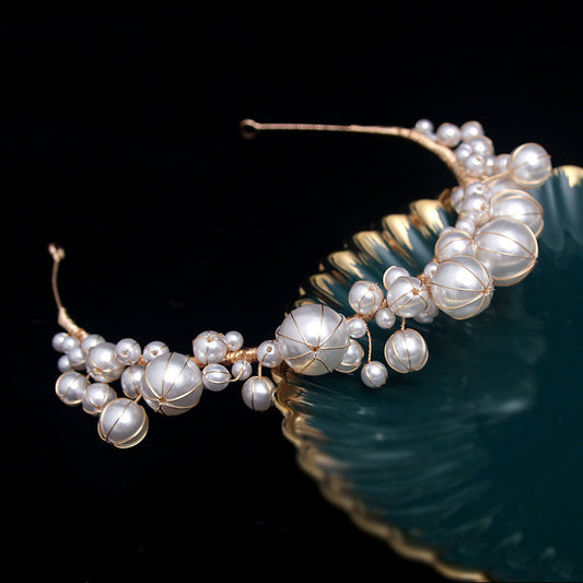 Simple Pearl Hairband Bridal Veil Formal Dress Accessories by edenista