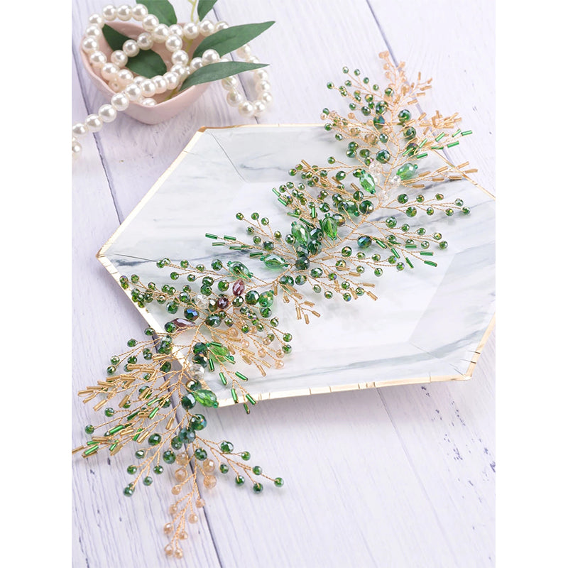 Special Handmade Green Crystal Headbands For Women Bride Lon by edenista