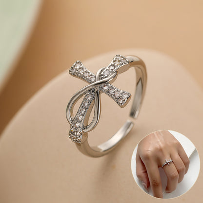 Simple Color Matching Copper Ring Fashion Cross Evil Rings For Women Girl Finger Accessories Party Jewelry Gift by edenista