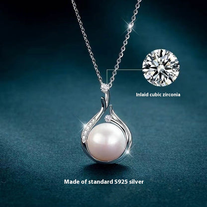 Women's Necklace S925 Silver Natural Freshwater Pearl Necklace Luxury Niche Fall Winter Sweater Chain Jewelry by edenista