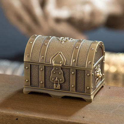 All-metal princess jewelry box by edenista in gold-tone metal with riveted panels and a padlock