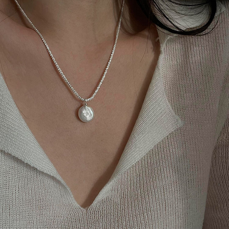 S925 Sterling Silver Baroque Pearl Necklace by edenista