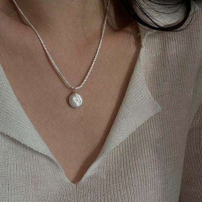 S925 Sterling Silver Baroque Pearl Necklace by edenista