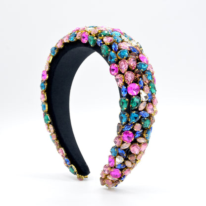 Rhinestone Gem Sponge Wide-brimmed Handmade Headband by edenista