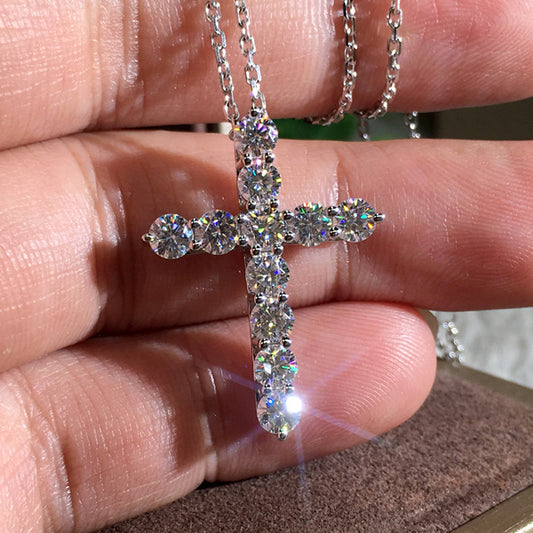 Fashion Jewelry Cross Necklace Zircon Finely Inlaid Pendant by edenista