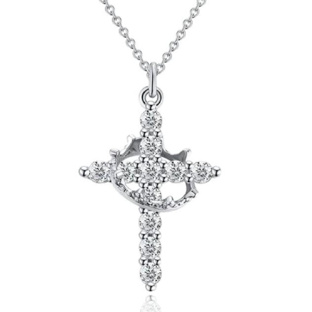 Christian Religious Symbola Drop Classic Crown & Cross Pendant Choker Easter Necklace For Women & Men & Girls Pretty Crown Cross Necklace For Daily Party Clothing Decor Trendy All-match & Exquisite Je by edenista