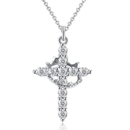 Christian Religious Symbola Drop Classic Crown & Cross Pendant Choker Easter Necklace For Women & Men & Girls Pretty Crown Cross Necklace For Daily Party Clothing Decor Trendy All-match & Exquisite Je by edenista
