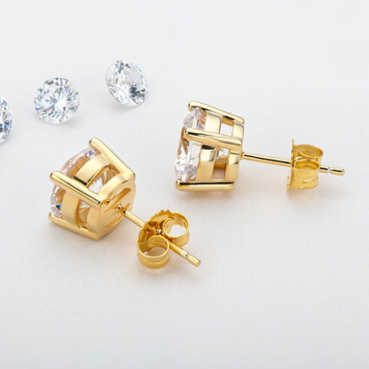 Stud Earrings 925 Sterling Silver 18 Gold Moissanite Stud Earrings by edenista
