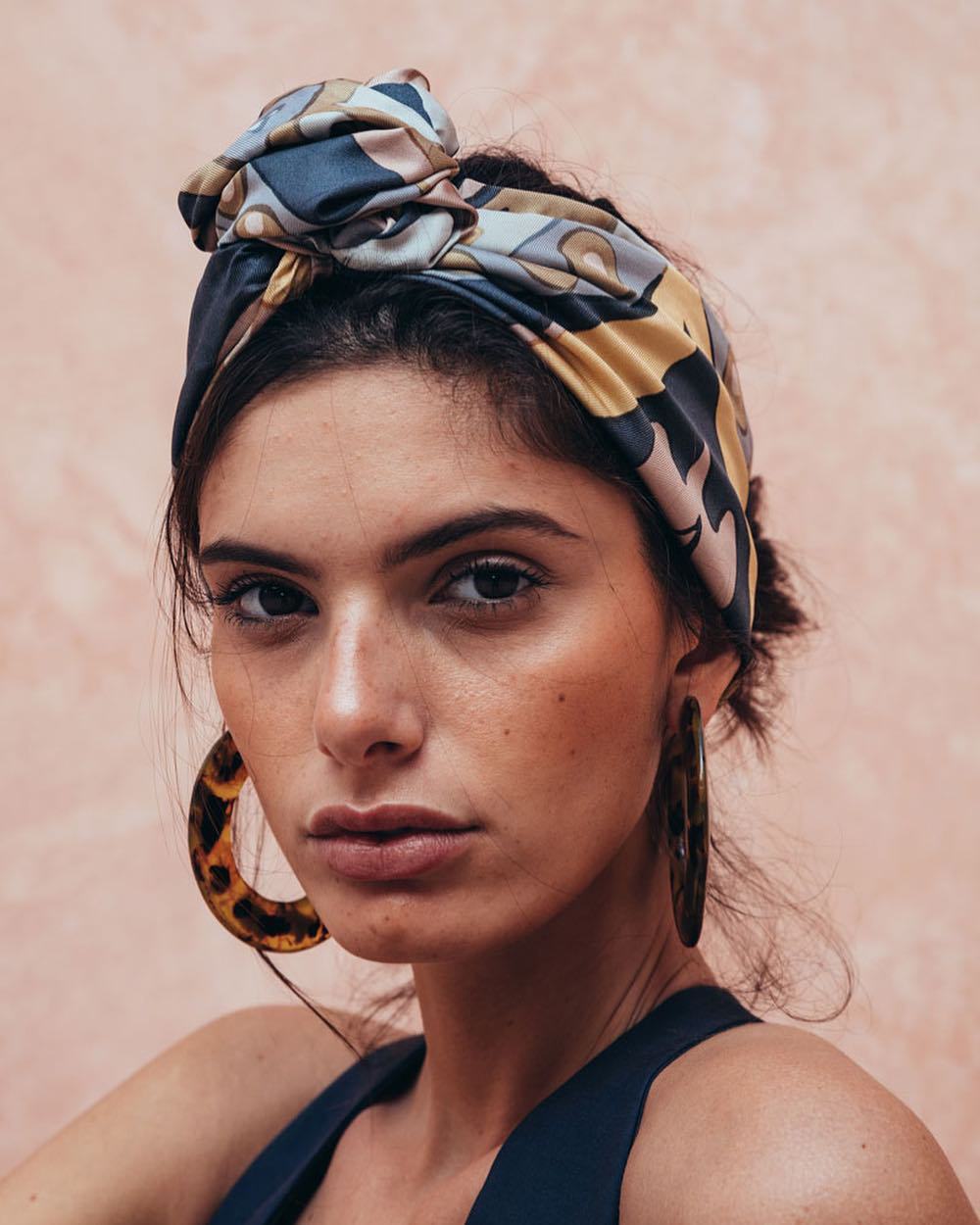 Hairband Silk Scarf cj camouflage beige-brown print