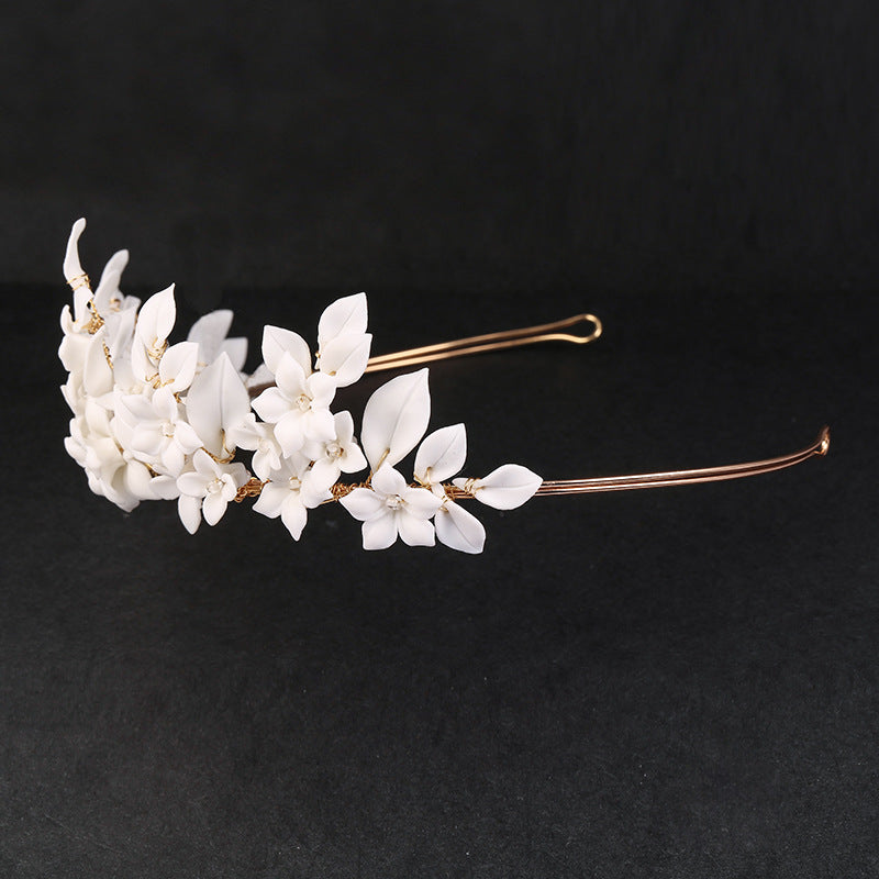 White Leaf Ceramic Flower Hair Decoration by edenista