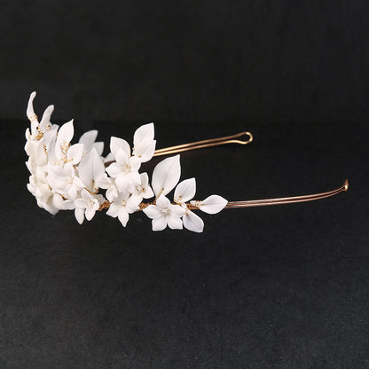 White Leaf Ceramic Flower Hair Decoration by edenista