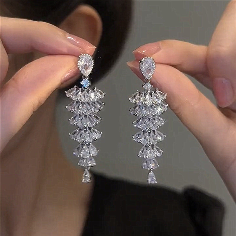 Sparkling Zircon Christmas Tree Drop Earrings For Women Trendy Xmas Tree Plant Dangle Earrings New Year Festival Party Jewelry by edenista