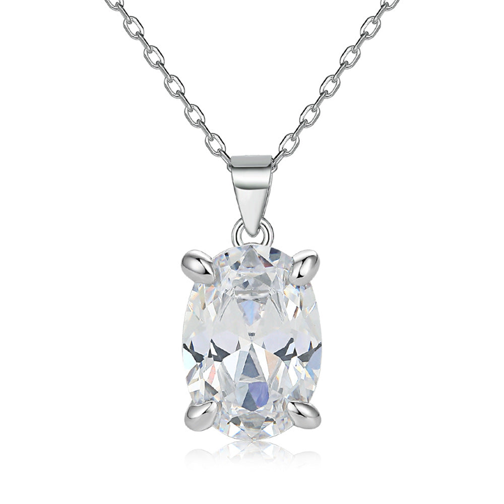 Oval gemstone pendant necklace by CJ in silver setting