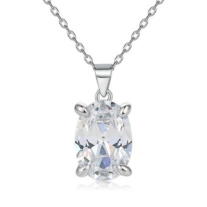 Oval gemstone pendant necklace by CJ in silver setting