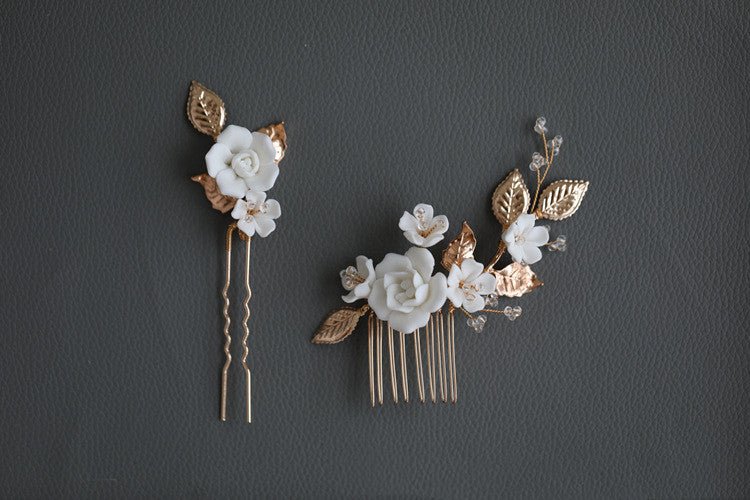 Handmade Beaded Ceramic Flower Hair Accessories by edenista