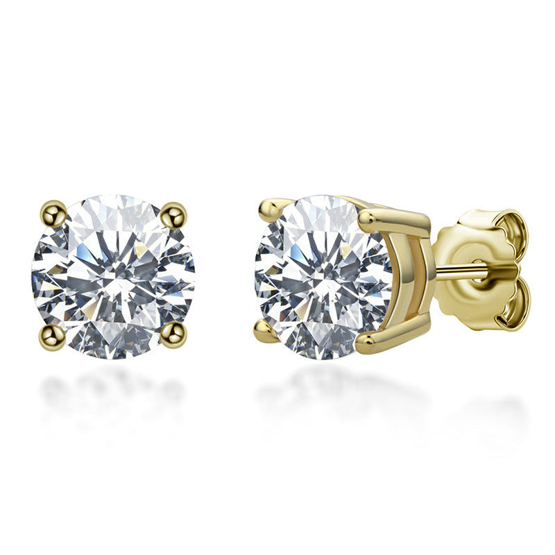 Stud Earrings 925 Sterling Silver 18 Gold Moissanite Stud Earrings by edenista