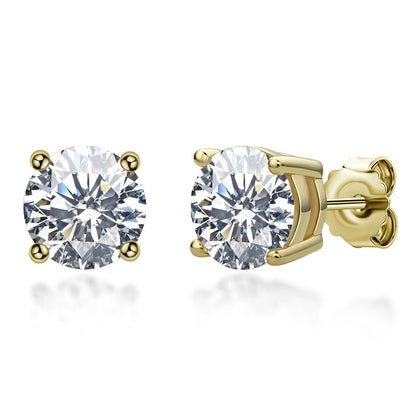 Stud Earrings 925 Sterling Silver 18 Gold Moissanite Stud Earrings by edenista