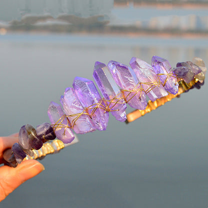 Natural Electroplated Crystal With Natural Crushed Stone Crown by edenista
