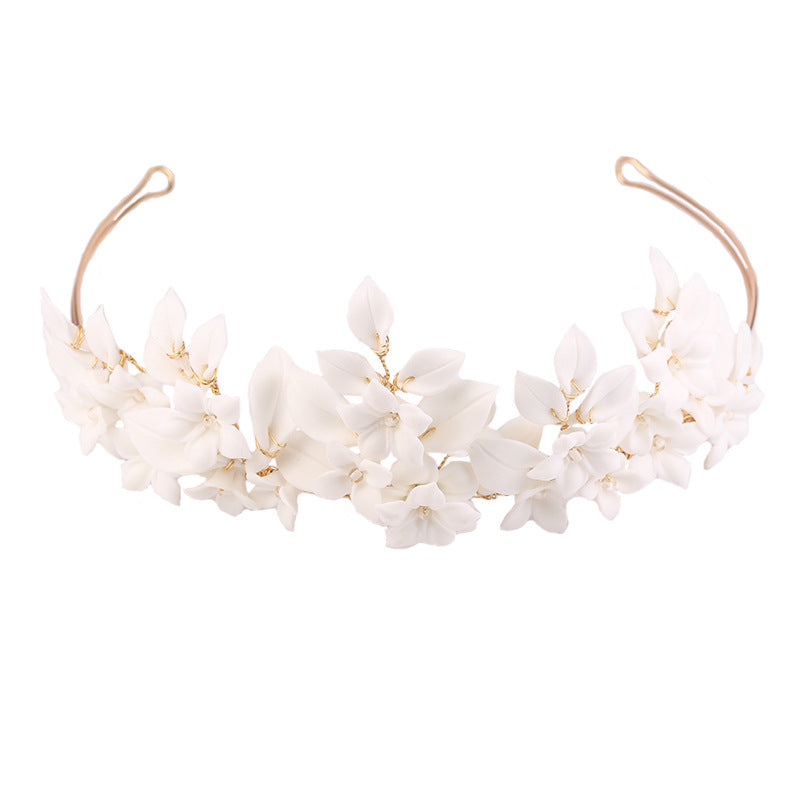 White Leaf Ceramic Flower Hair Decoration by edenista