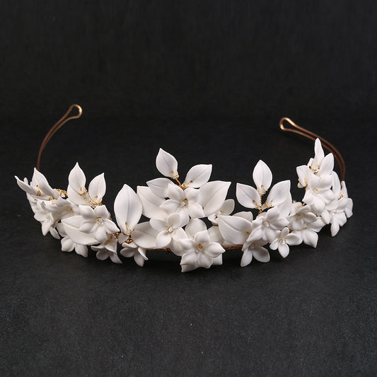 White Leaf Ceramic Flower Hair Decoration by edenista