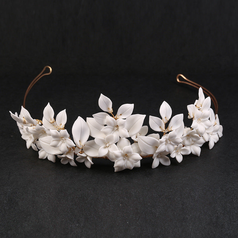White Leaf Ceramic Flower Hair Decoration by edenista