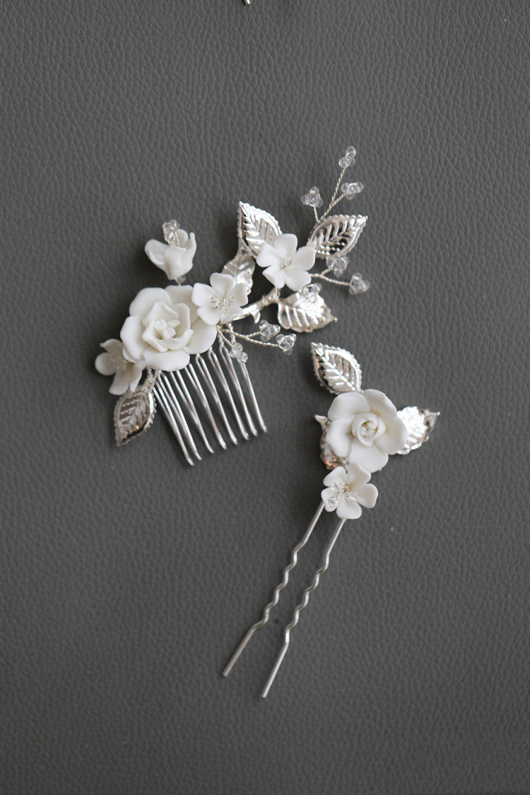Handmade Beaded Ceramic Flower Hair Accessories by edenista