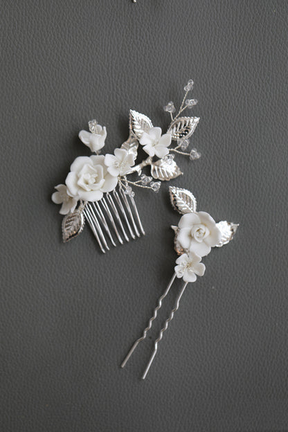 Handmade Beaded Ceramic Flower Hair Accessories by edenista