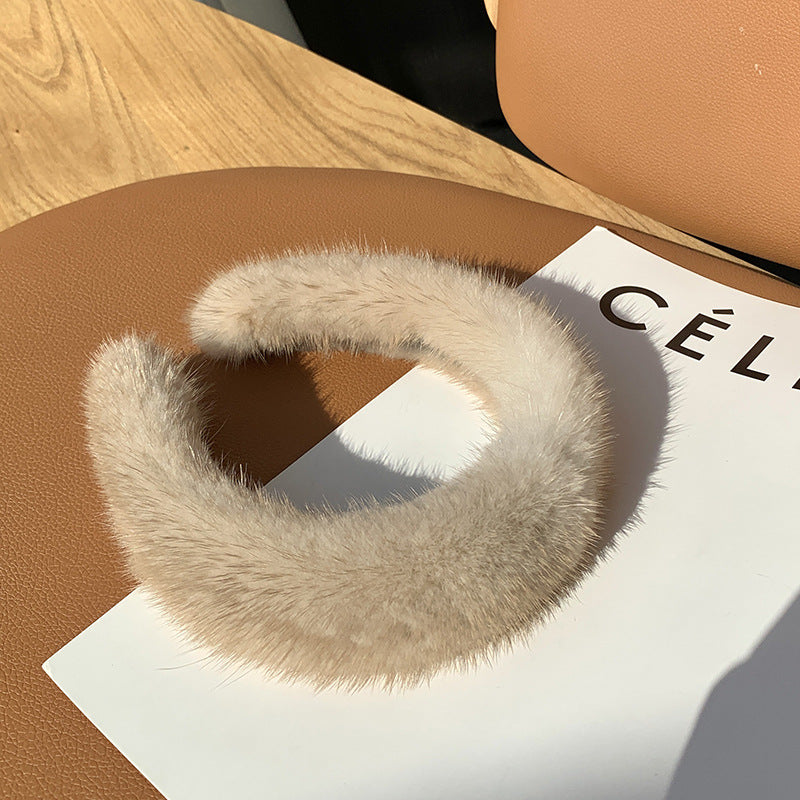 Hair Band Plush Mink Hair Band Candy Color by edenista