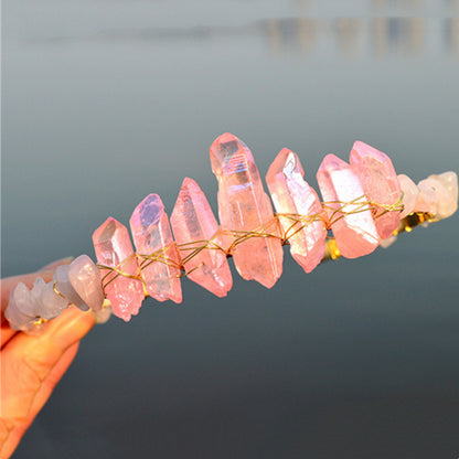 Natural Electroplated Crystal With Natural Crushed Stone Crown by edenista