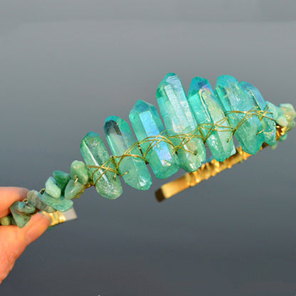 Natural Electroplated Crystal With Natural Crushed Stone Crown by edenista