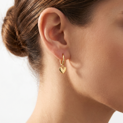 Love Heart earrings by edenista, gold hoop with heart pendant